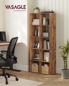 Estante de livros, com 10 compartimentos 30 x 65,5 x 161,5 cm castanho vintage