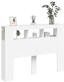 Cabeceira cama c/ LEDs 140x18,5x103,5 cm deriv. madeira branco