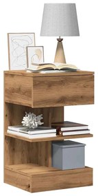 vidaXL Mesa de cabeceira em carvalho artesanal 40x35x65 cm