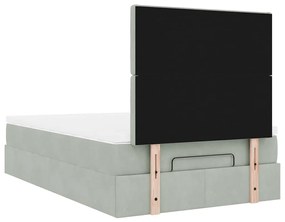 Estrutura de cama otomana com colchões cinza claro Veludo