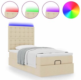 Estrutura de cama otomana com creme de colchão 100x200cm tecido