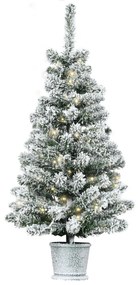 HOMCOM Árvore de Natal Pequena Artificial Ø40x90cm com Luzes LED 116 Ramas Vaso Desmontável e Suporte de Metal Decoração de Natal para Interior Verde e Branco