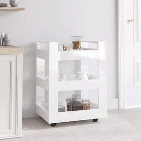 vidaXL Carrinho de cozinha 60x45x80 cm deriv. madeira branco brilhante