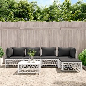 vidaXL 6 pcs conjunto lounge de jardim com almofadões aço branco