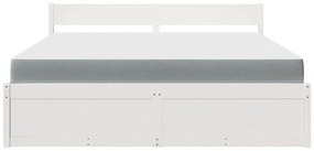 Cama com gavetas e colchão 180x200 cm pinho maciço branco