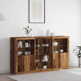 Aparador com Luzes LED Madeira Velha 181,5 x 37 x 100 cm Madeira de En