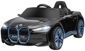 Carro Elétrico para Crianças BMW i4 12V com Controlo Remoto Música MP3 Ecrã Luzes e Cinto de Segurança 115x67x45 cm Preto