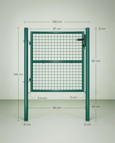 Portão de jardim em aço galvanizado 106 x 6 x 150 cm Verde