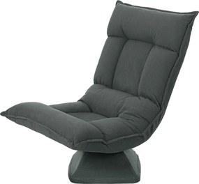 Cadeira de chão giratória a 360°, cadeirão dobrável em veludo com encosto ajustável em 5 posições, 70 x 62 x 95 cm, cinzento escuro