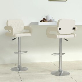 vidaXL Bancos de bar 2 pcs couro artificial cor creme