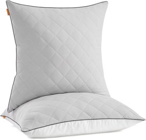 Conjunto de 2 travesseiros SONGMICS HOME, reversível 80 x 80 cm, capa macia refrescante, enchimento de 1200 g, inverno, verão, lavável à máquina, secar em temperatura máxima de 60 °C, cinza-pomba TBP022G02