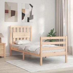 vidaXL Estrutura cama de solteiro pequena c/ cabeceira madeira maciça