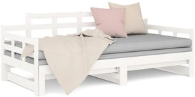 Estrutura sofá-cama de puxar pinho maciço branco 2x(90x190) cm