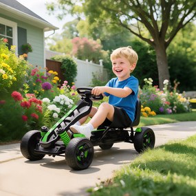 Kart a pedais para crianças, karting infantil para idades entre os 3 e os 6 anos com roda livre, travão e rodas antiderrapantes em EVA, verde