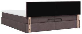 Estrutura de cama otomana com colchão 200x200cm castanho-escuro