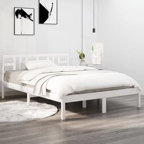 Estrutura de cama 120x200 cm madeira maciça branco
