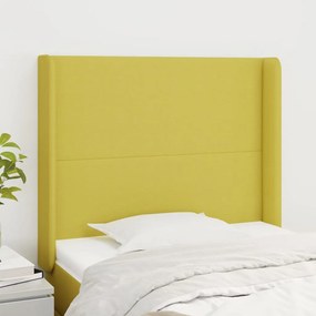 vidaXL Cabeceira de cama c/ abas tecido 93x16x118/128 cm verde