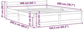 Estrutura de cama 160x200 cm madeira maciça branco