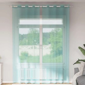 vidaXL Cortinas de voile com ilhós 2 pcs turquesa