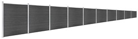 Conjunto de painel de vedação WPC 1737x186 cm preto