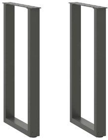 vidaXL Pés de mesa de console em forma de U, 2 peças, antracite, 38x(72-73) cm, aço