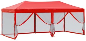 Tenda para festas dobrável com paredes laterais 3x6 m vermelho