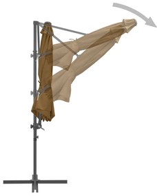 Guarda-sol de jardim com base portátil cinzento-acastanhado