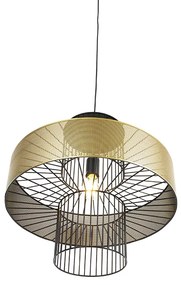 Candeeiro de suspensão design dourado com preto 50 cm - Tess