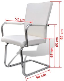 Cadeiras de jantar cantilever 2 pcs couro artificial branco