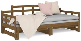 Estrutura sofá-cama de puxar 2x(90x200) cm pinho castanho-mel