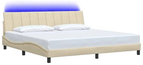 Estrutura de cama sem colchão 200x200 cm tecido cor creme