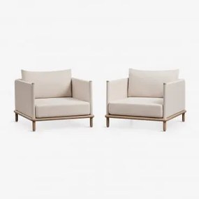 Pack De 2 Cadeirões De Jardim Em Madeira De Acácia Olivia Marrom Acácia Claro - Sklum
