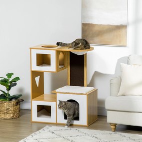 PawHut Casa para Gatos Altura 92,5cm Torre para Gatos com 3 Casas de M