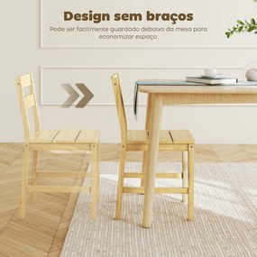 Conjunto de 2 Cadeiras de Sala de Jantar (MESA NÃO INCLUIDA) em Bambu com Assento Ripado Encosto Curvado Sem Braços Madeira