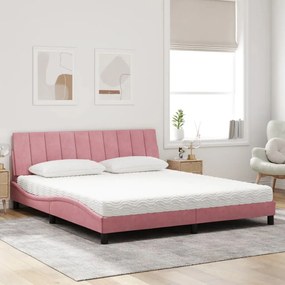 Cama com colchão 180x200 cm veludo rosa