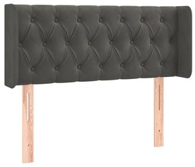 Cabeceira cama c/ luzes LED veludo 93x16x78/88cm cinza-escuro