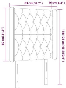 Cabeceira de cama c/ luzes LED veludo 83x16x118/128 cm preto