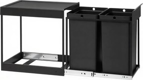 Caixote do lixo embutido 48,6 x 32,4 x 44 cm com dois compartimentos e sistema de separação de resíduos preto