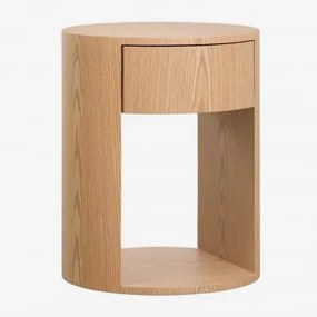 Pack De 2 Mesas De Cabeceira Ø40 Cm Em Mdf Adrido Castanho Roble - Sklum