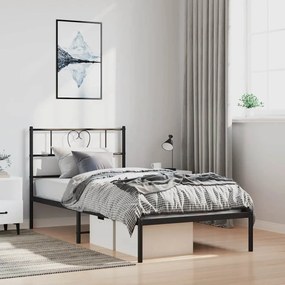 vidaXL Estrutura de cama com cabeceira 100x190 cm metal preto