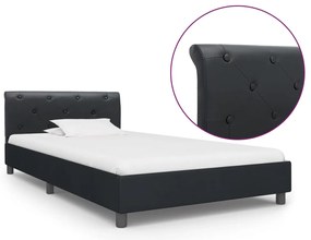 Estrutura de cama 100x200 cm couro artificial preto