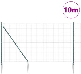 Cerca Euro com 7 Postes com Espinhos 1,6x10 m Aço Galvanizado Verde