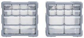 Caixas organizadoras com 12 gavetas 2 pcs 26,5x16x26 cm
