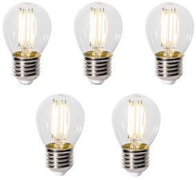 Conjunto de 5 E27 3-staps dimbaar LED lamp P45 helder glas 5W 470 lm 2700K