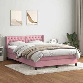 vidaXL Cama com molas/colchão 160x220 cm veludo rosa