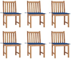 vidaXL Cadeiras de jardim 6 pcs c/ almofadões madeira de teca maciça