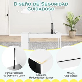 Mesa e cadeiras infantis 2 em 1 com arrumação, com tampo elevável, rolo de papel, 6 copos de tinta e 6 caixas brancas