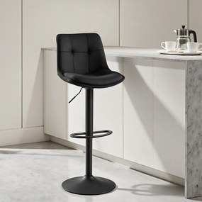 Conjunto 2 bancos de bar, com encosto e apoio para os pés, reguláveis em altura 48,5 x 43 x (93,5-114) cm Pretos