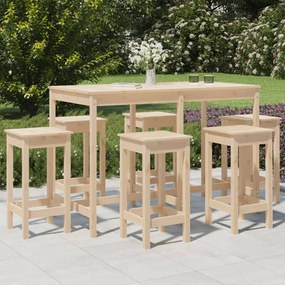 vidaXL 7 pcs conjunto de bar para jardim pinho maciço