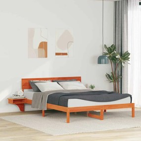 vidaXL Estrutura de cama com mesas de cabeceira Castanho-mel